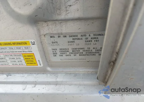 2007 Chevrolet Aveo Ls from USA, damaged, VIN KL1TD56667B149562